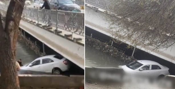 В Ташкенте автомобиль упал в канал Салар — видео