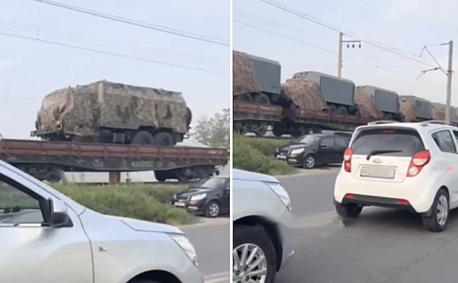В районе ташкентского аэропорта замечена перевозка военной техники по железной дороге — видео