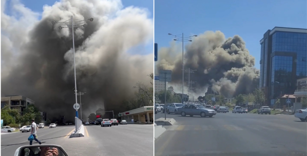 В Ташкенте вспыхнул крупный пожар в строящемся здании — видео
