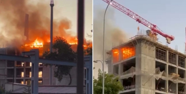 В Ташкенте загорелось строящееся здание напротив Humo Arena — видео