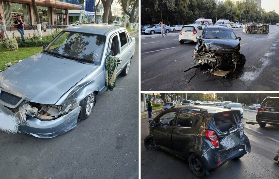 В Ташкенте произошло ДТП с участием четырех автомобилей