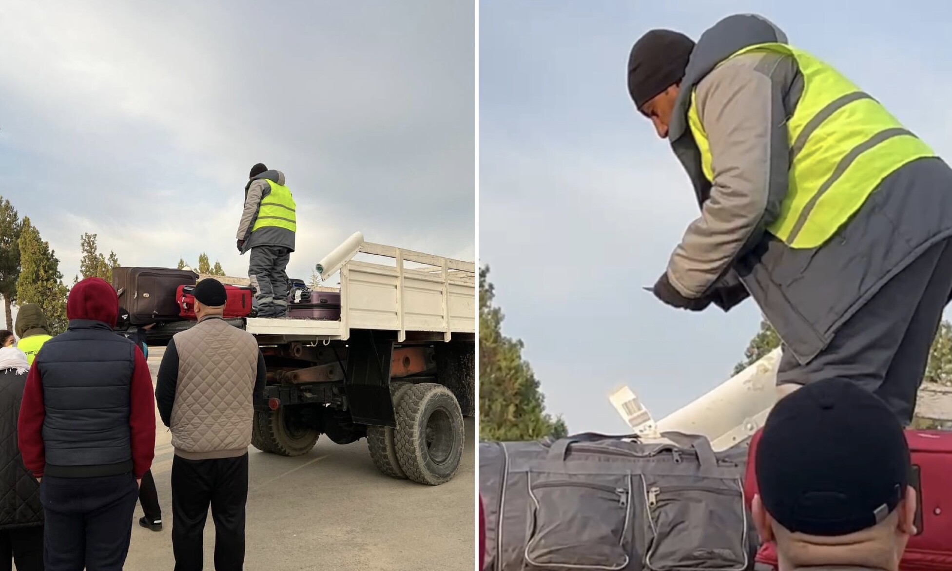 В аэропорту Карши багаж пассажирам выдали из кузова грузовика — видео