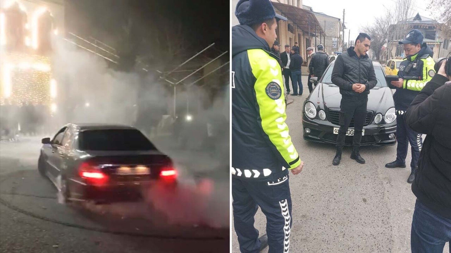 Водитель Mercedes-Benz, устроивший дрифт-шоу в новогоднюю ночь, получил 15 суток ареста — видео