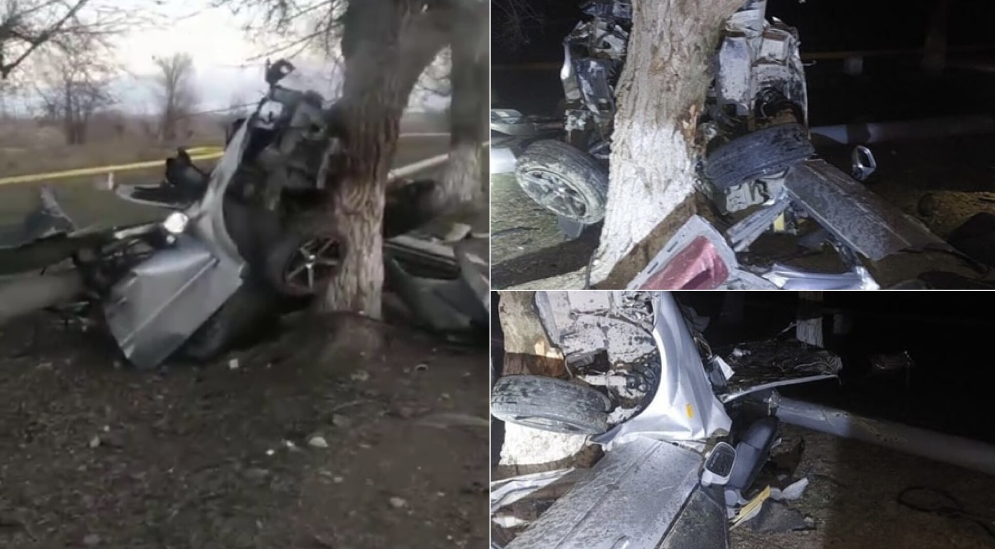 Автомобиль Lacetti разорвало на части после столкновения с деревом на большой скорости: есть погибшие — видео