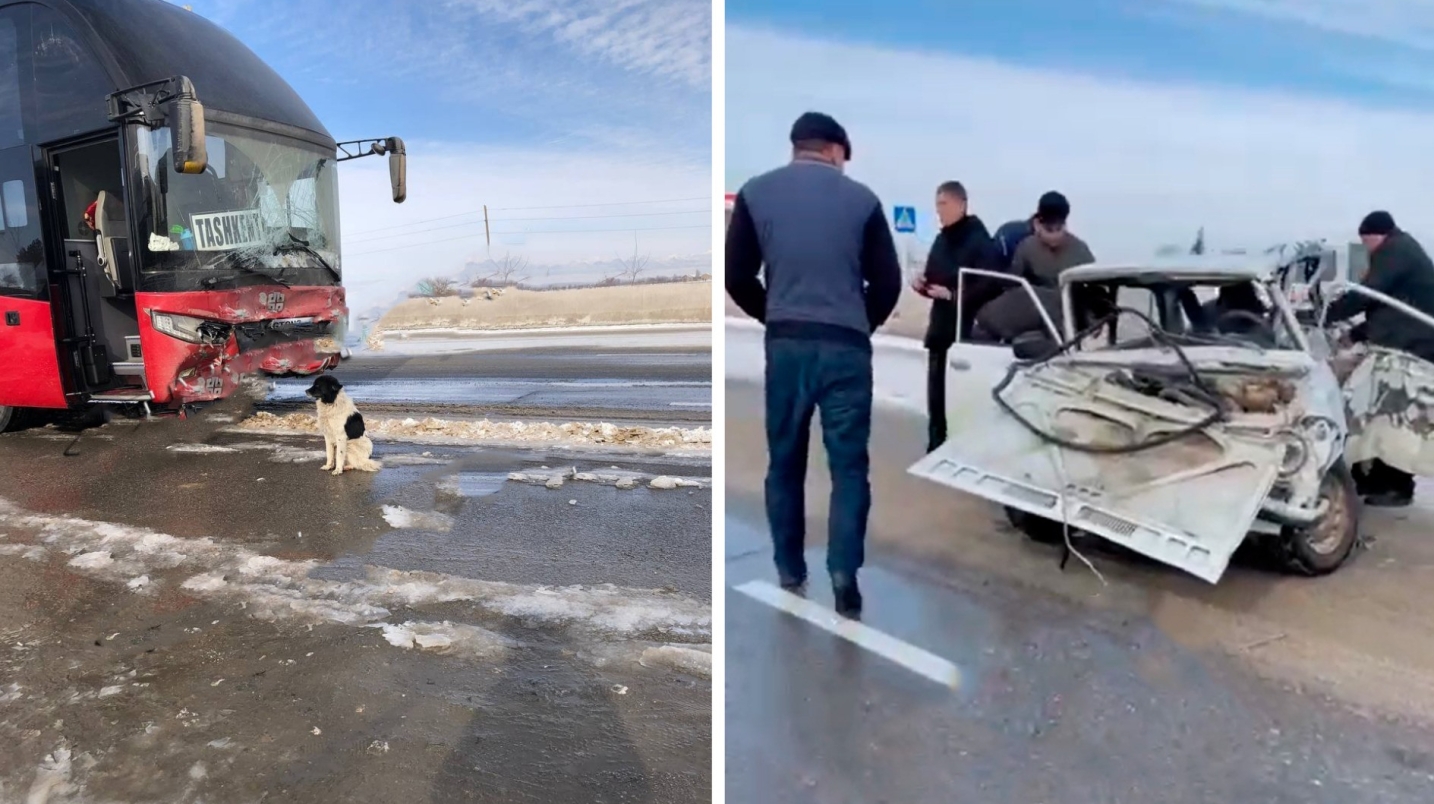 UzNews - Двое погибли в ДТП с участием автомобиля «Жигули» и междугороднего  автобуса — видео