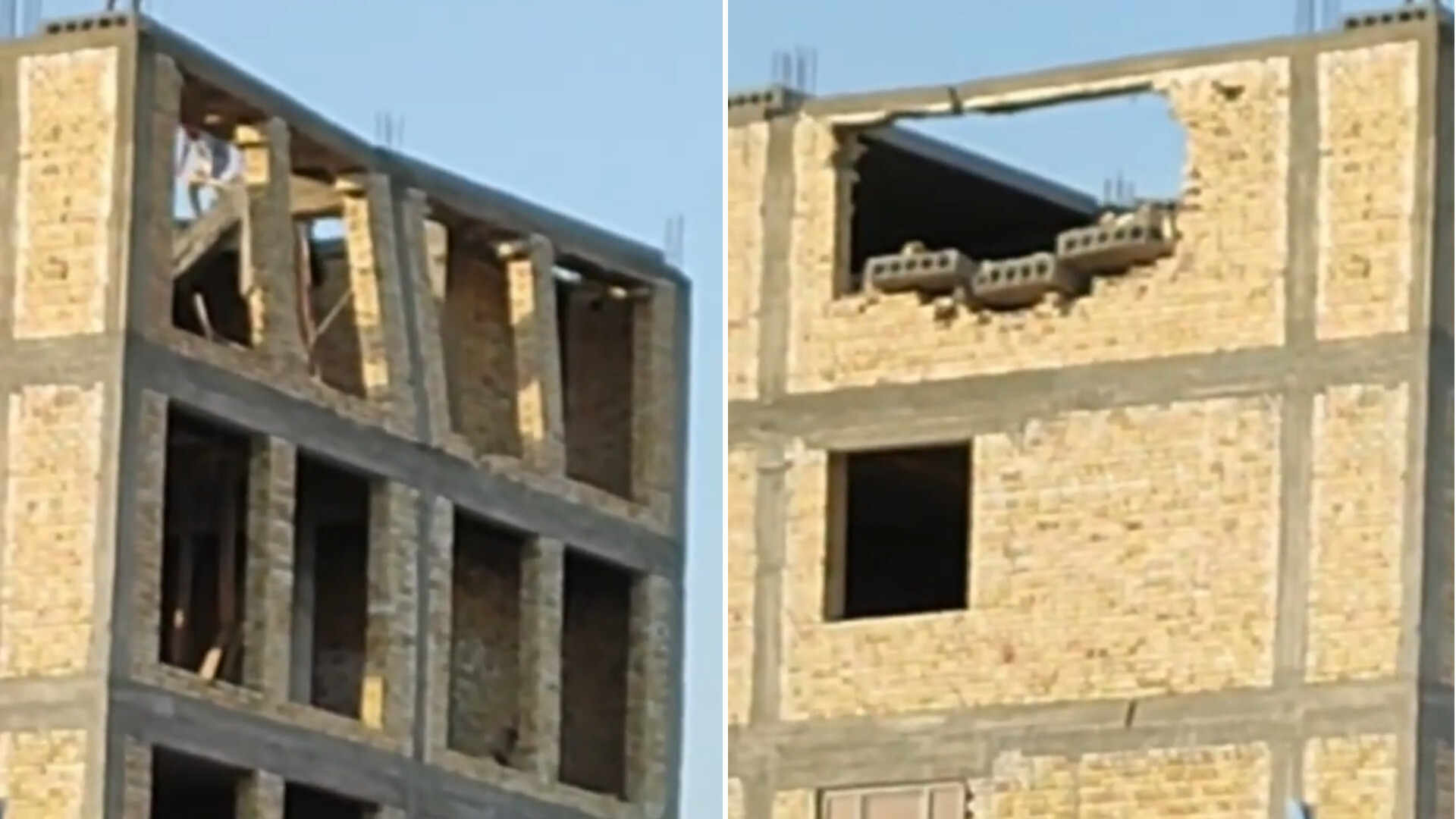В Андижане обрушились стены верхних этажей строящейся новостройки