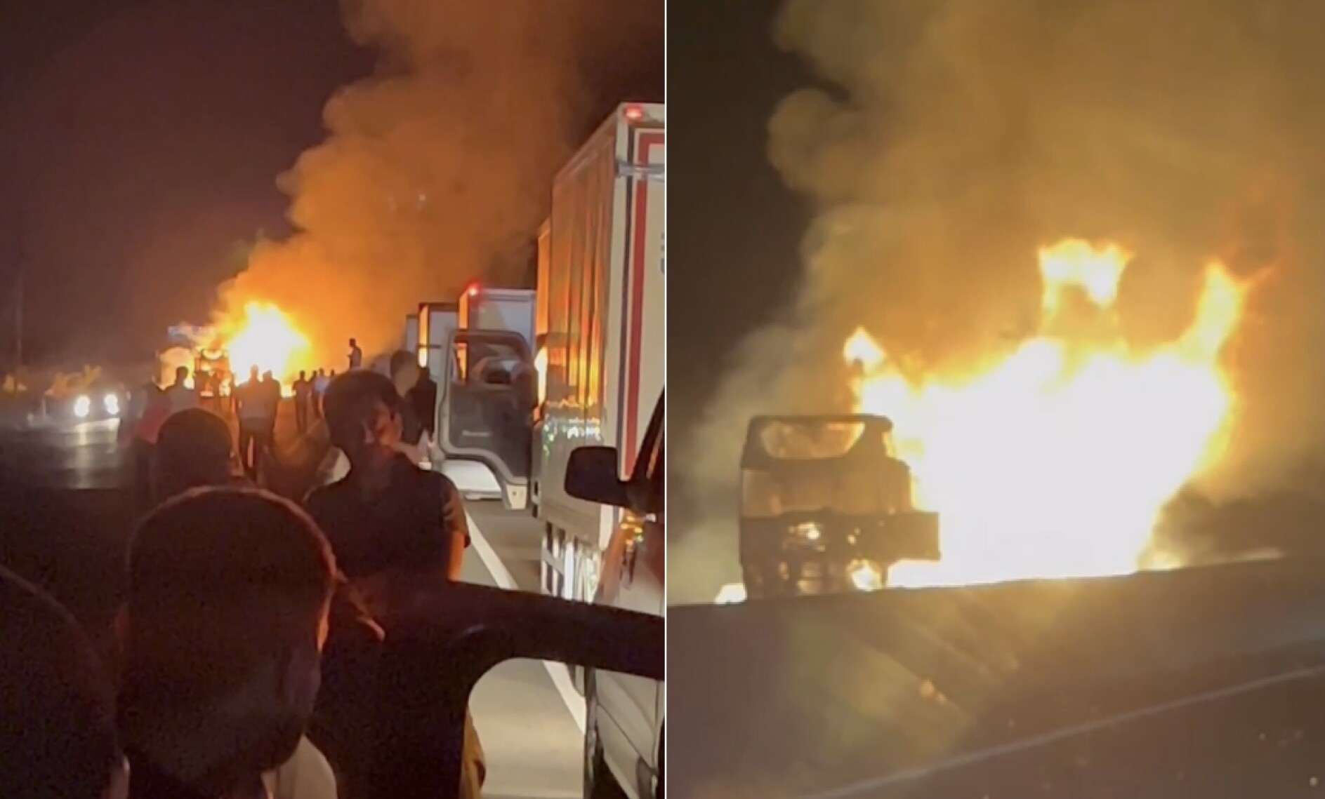 В Намангане на перевале сгорел грузовой автомобиль DAF, следовавший в Ташкент — видео