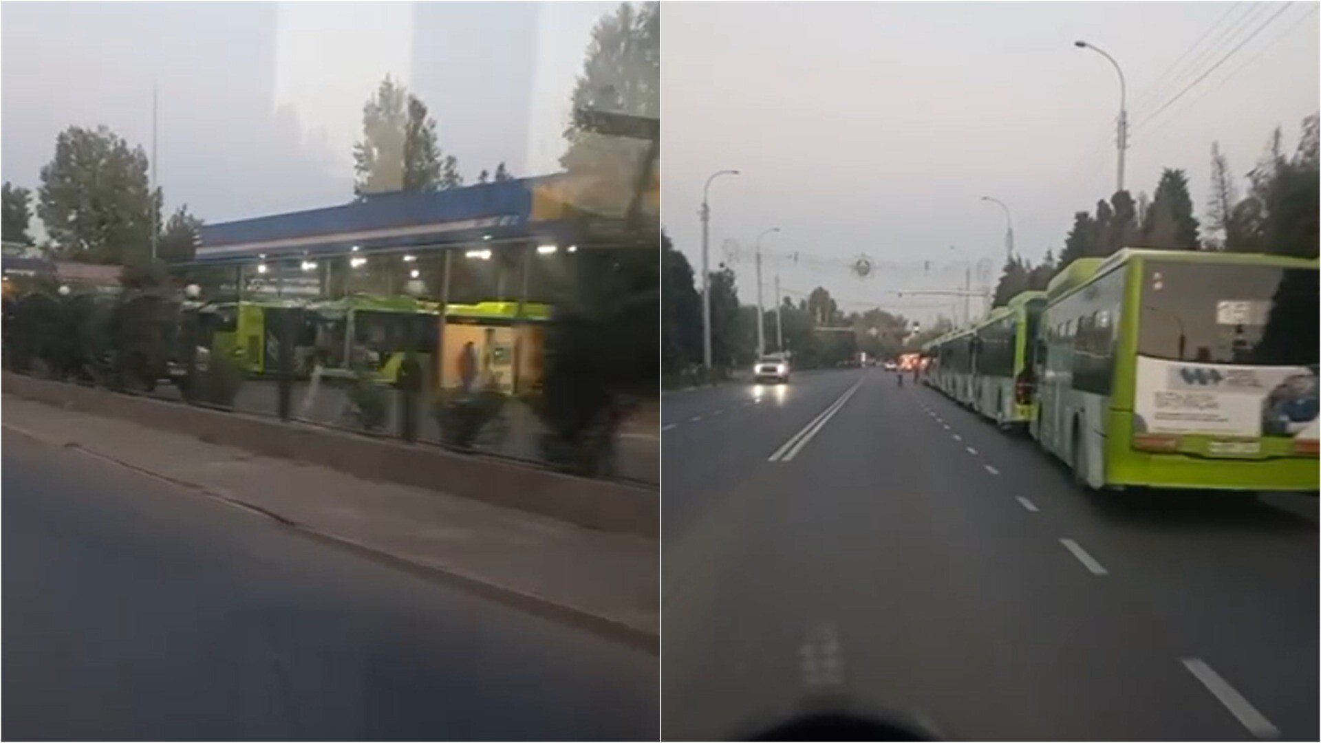 В Ташкенте несколько десятков автобусов выстроились в ряд перед автозаправкой — видео