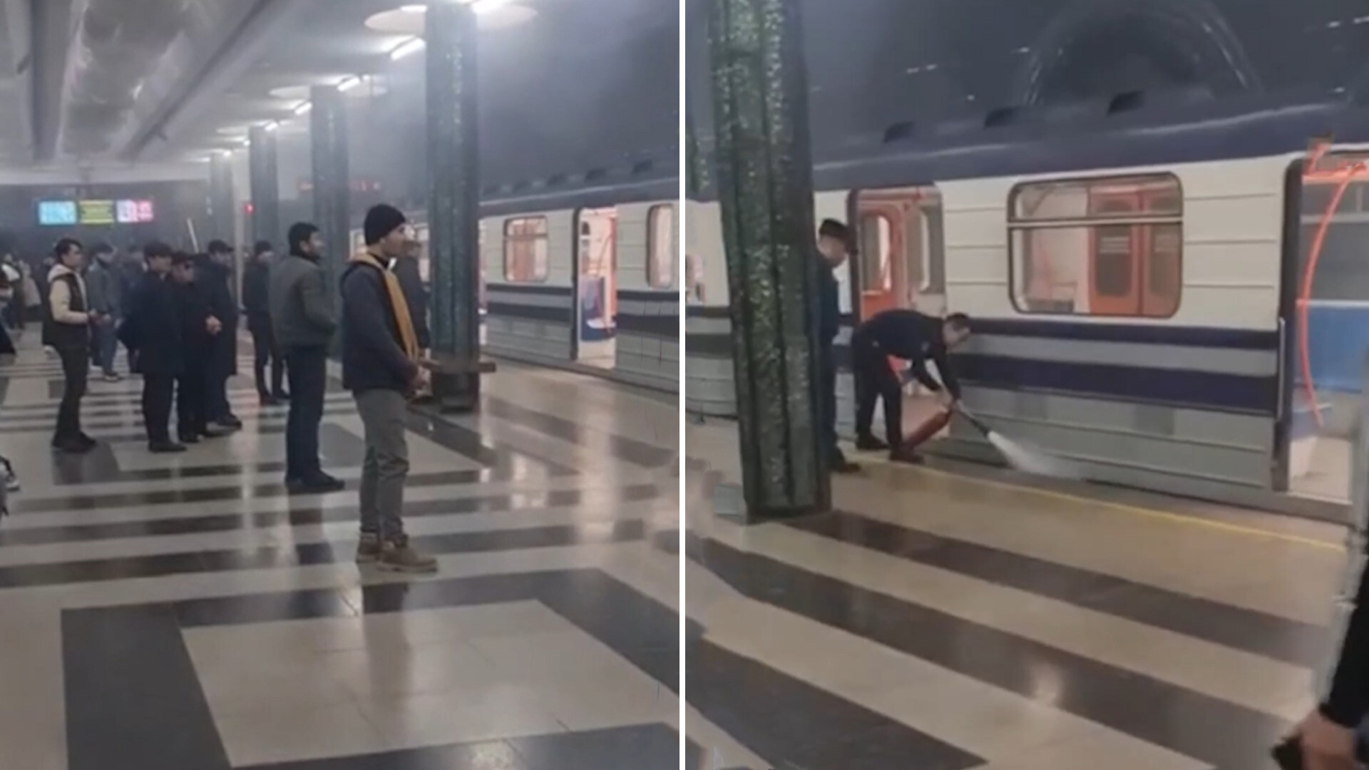 В вагоне поезда ташкентского метрополитена вспыхнул пожар — видео