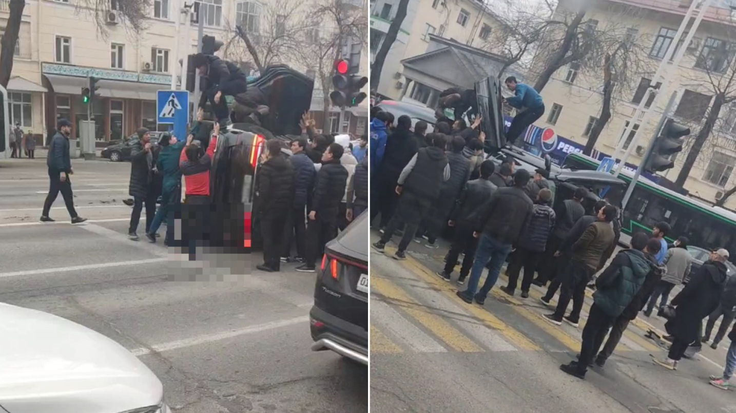 UzNews - В Ташкенте водитель BMW врезался в столб, есть пострадавшие — видео