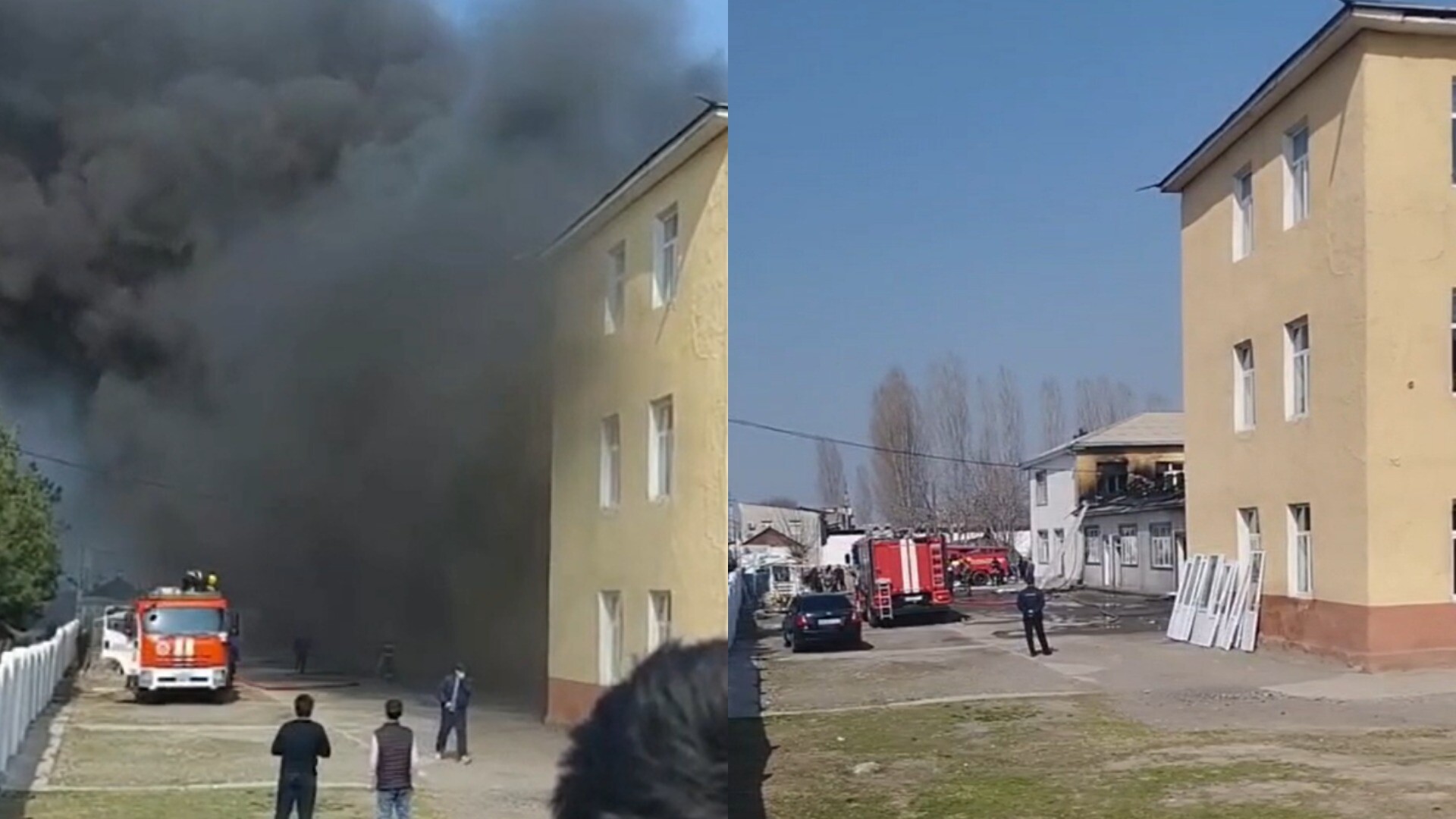 В Андижане в здании рядом со школой произошел пожар — видео
