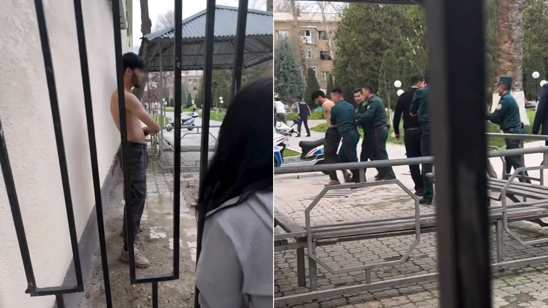 В Ташкенте во дворе ОВД 20-летний парень порезал себя лезвием (видео 18+)