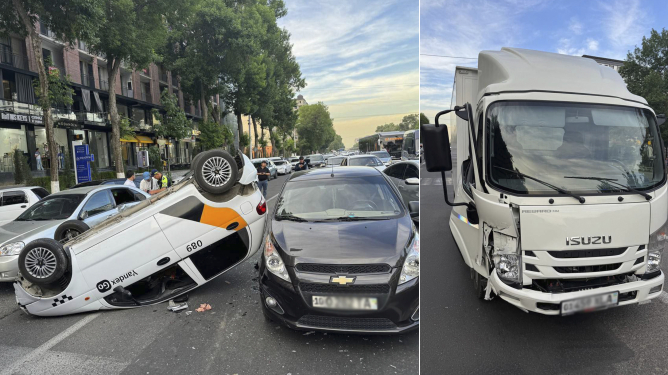 В Ташкенте произошло ДТП с участием четырех автомобилей: есть пострадавшие
