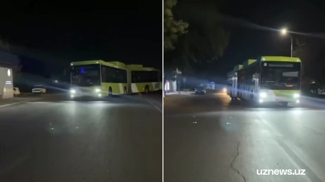 В Ташкенте водитель сочлененного автобуса ехал «змейкой», создавая аварийную ситуацию — видео
