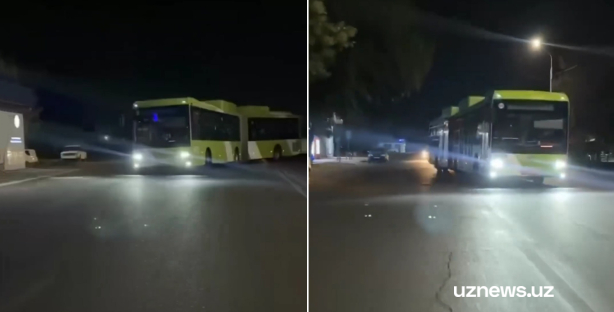 В Ташкенте водитель сочлененного автобуса ехал «змейкой», создавая аварийную ситуацию — видео