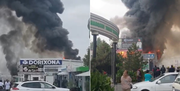 В Самарканде произошел пожар в одном из магазинов одежды — видео