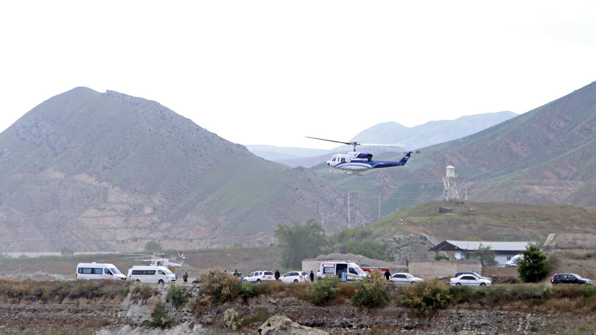 Последнее фото вертолета, на борту которого находился президент Ирана Эбрахим Раиси, граница Ирана и Азербайджана. AP
